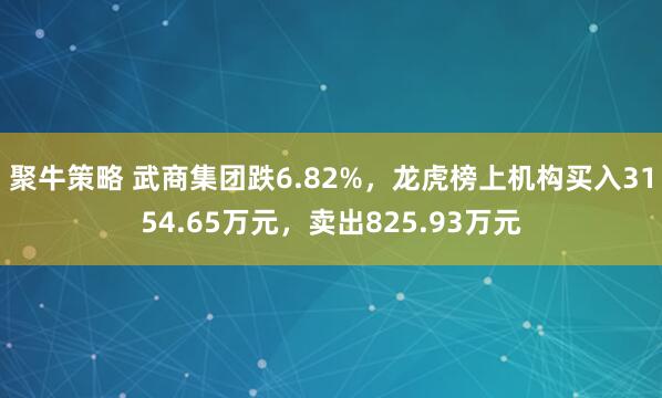 聚牛策略 武商集团跌6.82%，龙虎榜上机构买入3154.65万元，卖出825.93万元